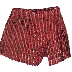 FREE PEOPLE GOLD RED SEQUIN STRIPED SKIRT SZ 6 Mini Holiday Glam PARTY DATE NWOT